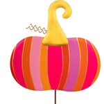 the round top collection bright stripe pumpkin stake