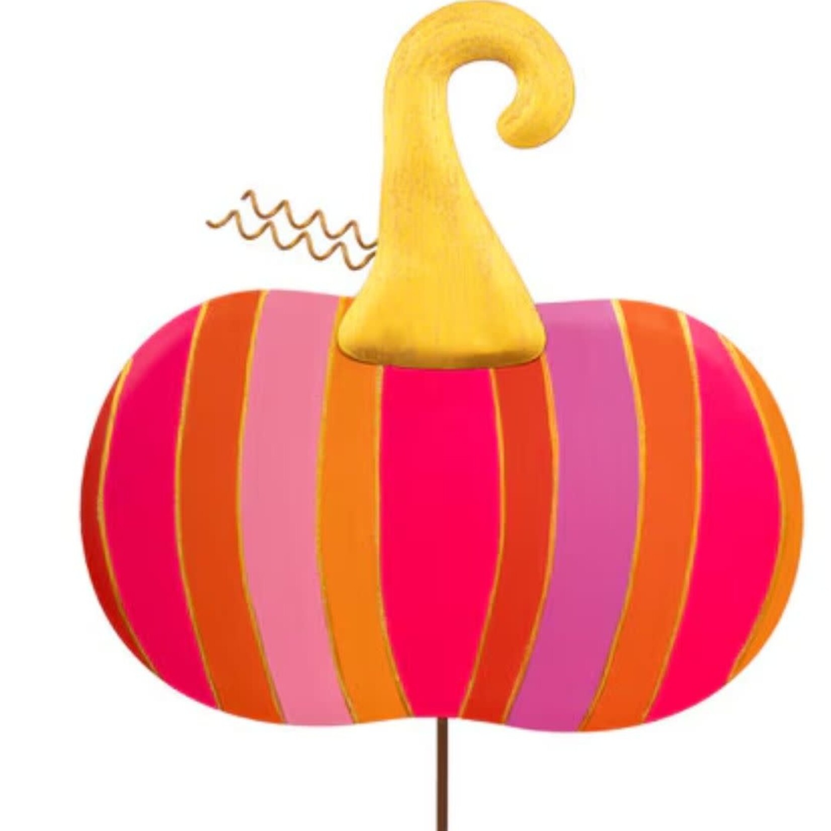the round top collection bright stripe pumpkin stake