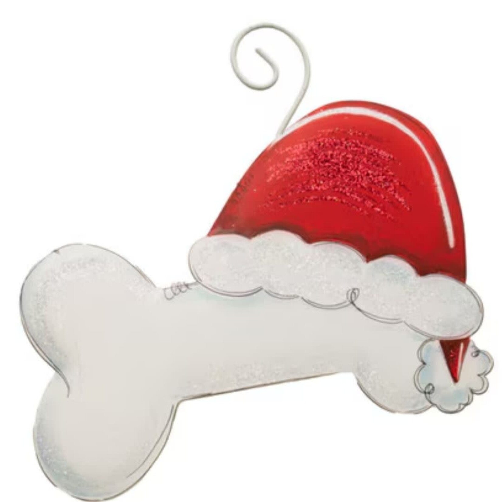 the round top collection santa dog bone ornament