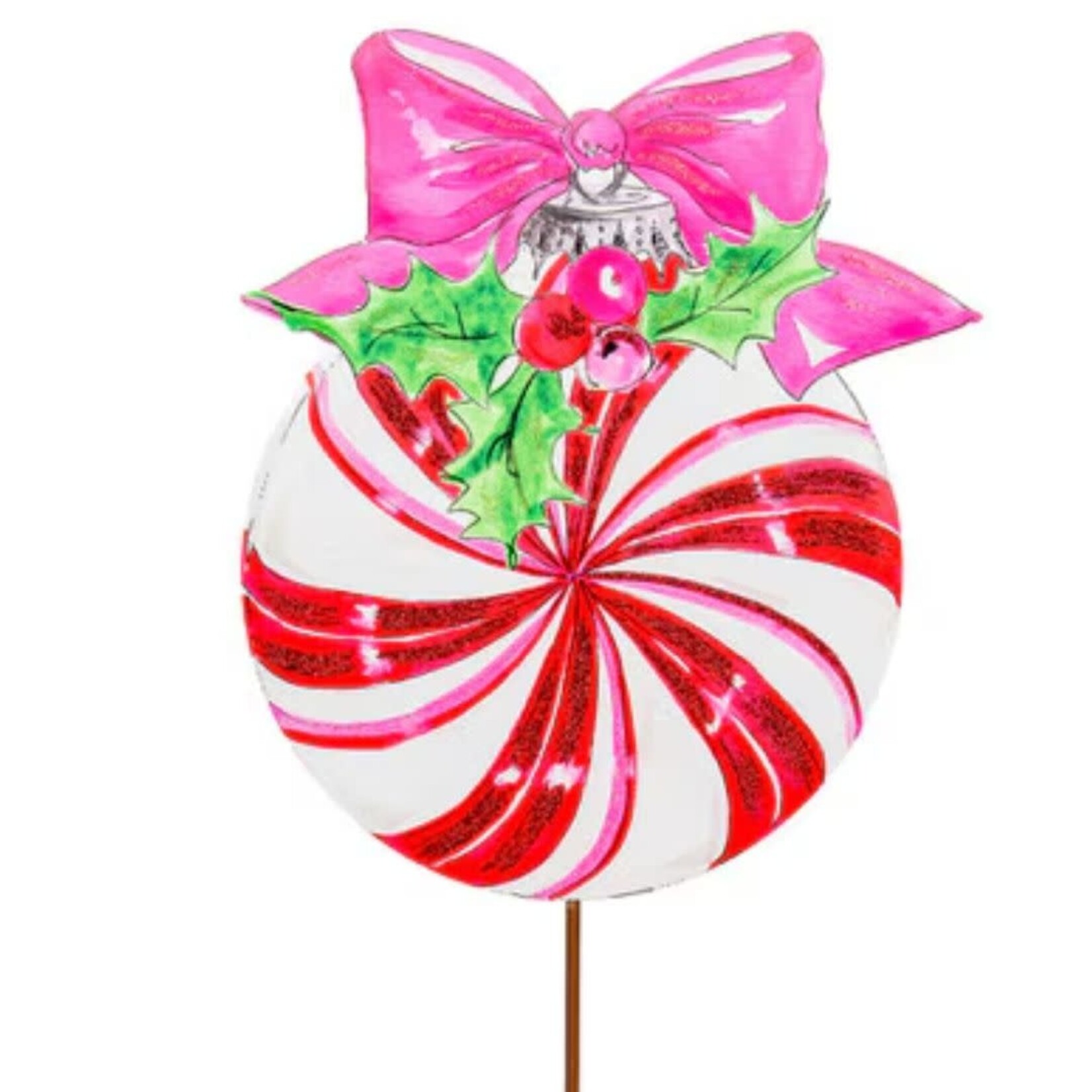the round top collection vintage candy cane ball stake