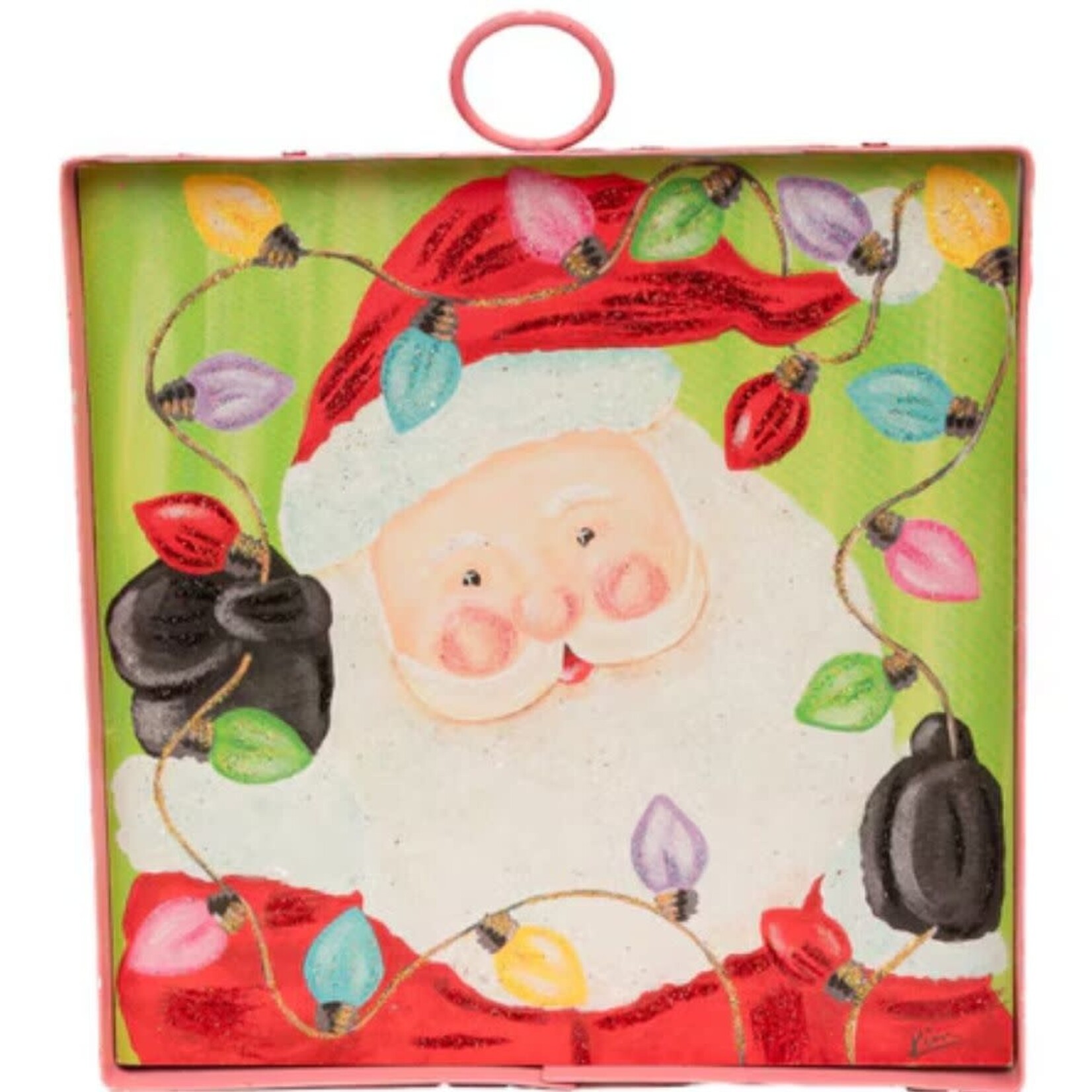 the round top collection merry & bright santa & bulbs charm
