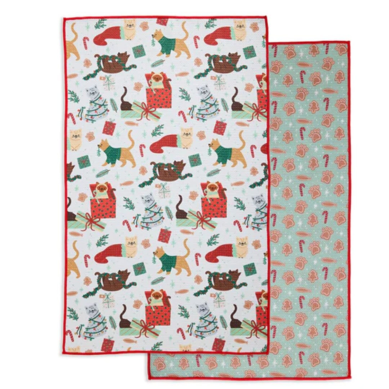 m. lynne designs christmas kitties microfiber dish towel