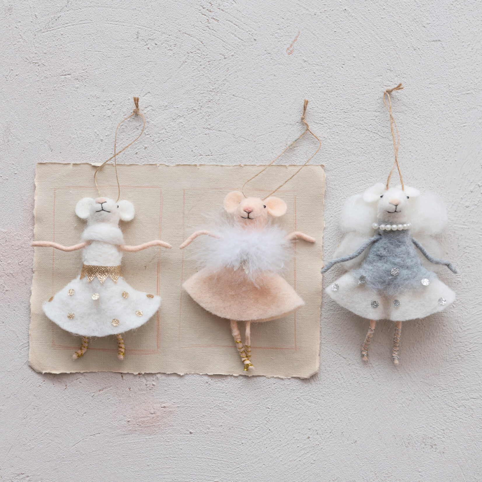 m. lynne designs felt mouse ballerina ornament