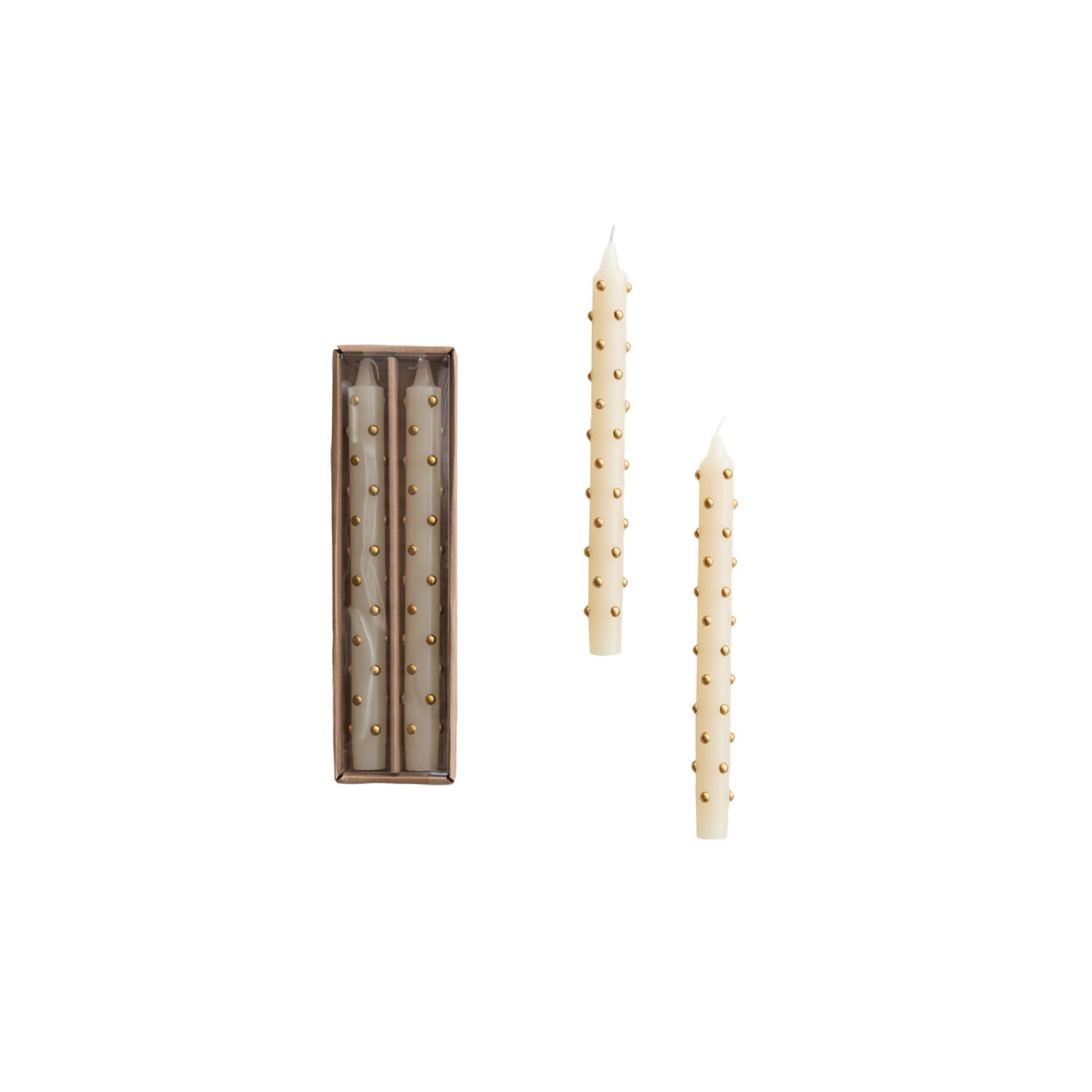 m. lynne designs gold polka dot taper candle