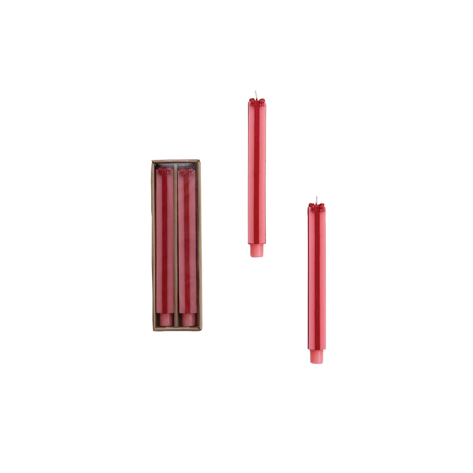 m. lynne designs pink stripe shaped package taper candle