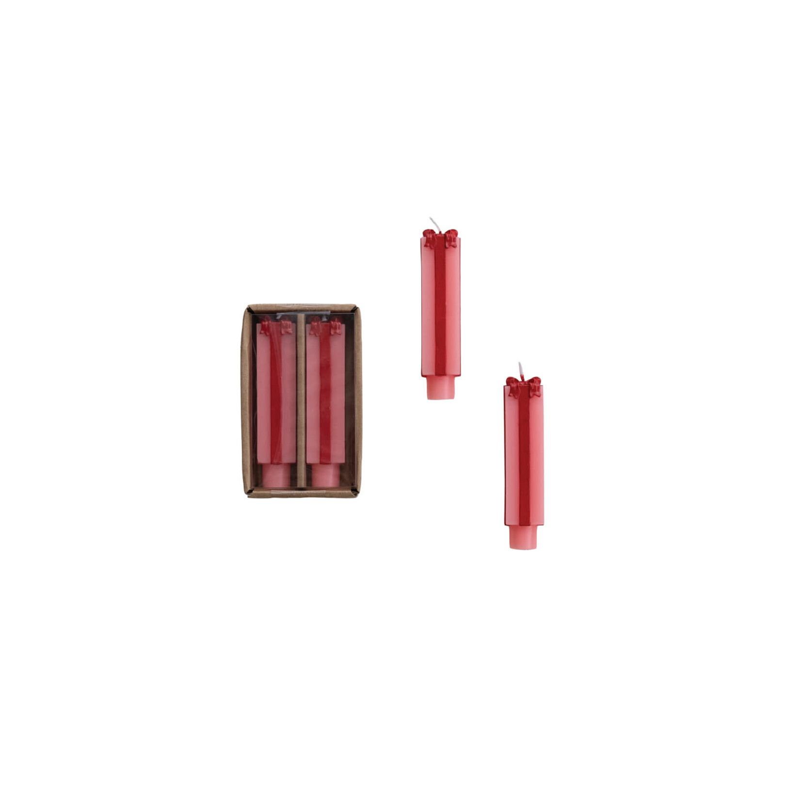 m. lynne designs pink stripe short package shaped taper candle