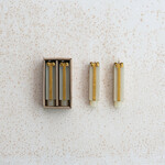 m. lynne designs white & gold package shaped candle taper