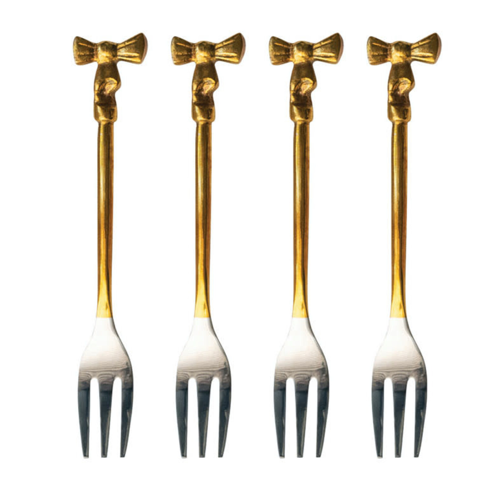 m. lynne designs gold appetizer fork with bow