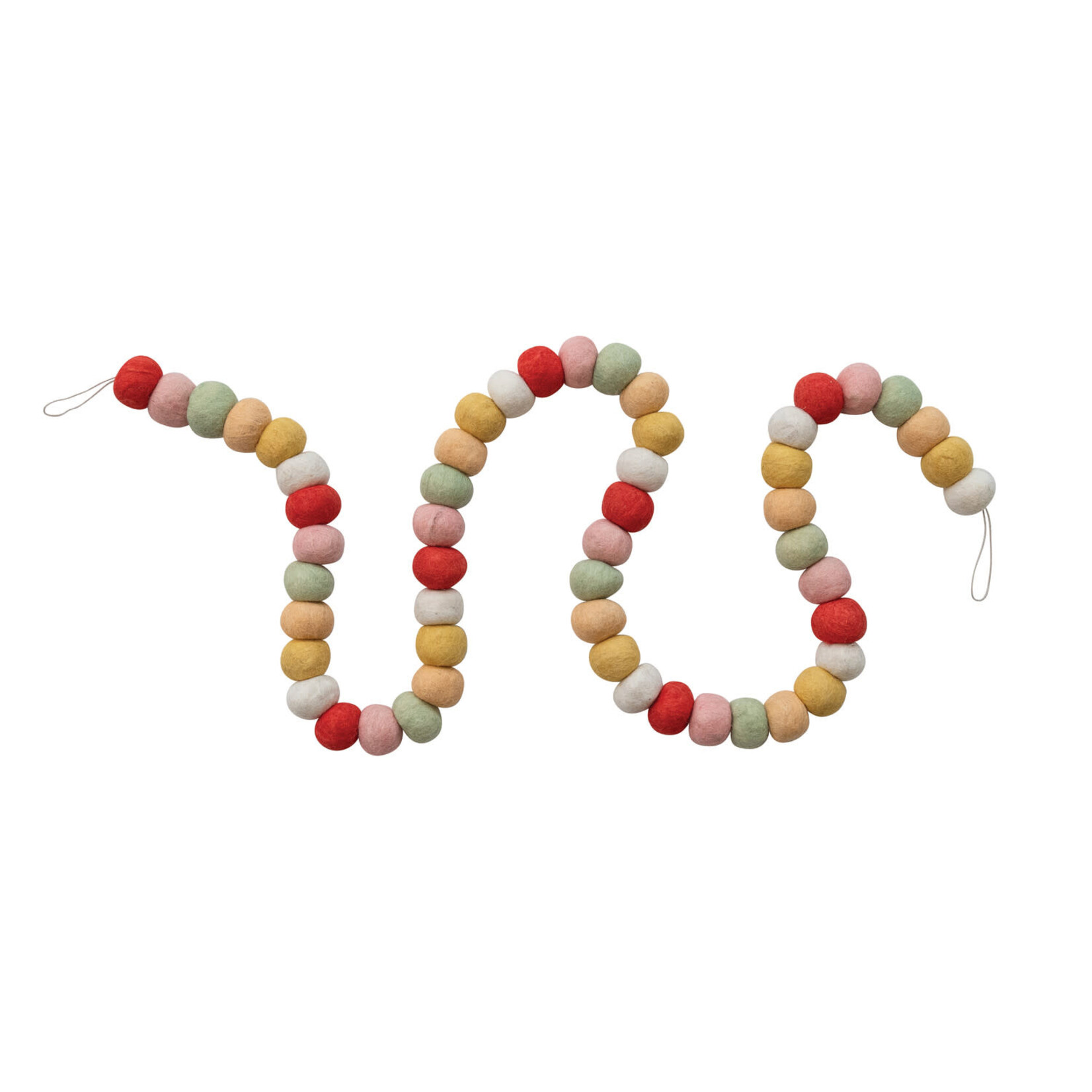 m. lynne designs wool felt ball garland in red, green & pink