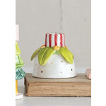 m. lynne designs red & green hand-painted stoneware flower shaped taper holder