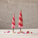 m. lynne designs red & pink striped bottle brush tree with gold glitter