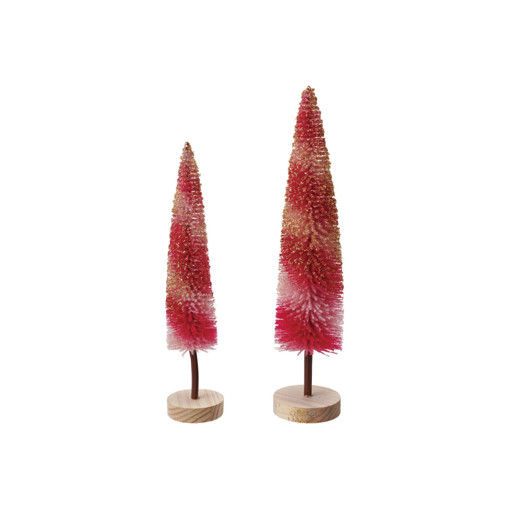 m. lynne designs red & pink striped bottle brush tree with gold glitter