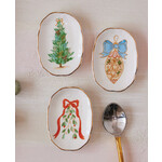 m. lynne designs scalloped dish with christmas motif