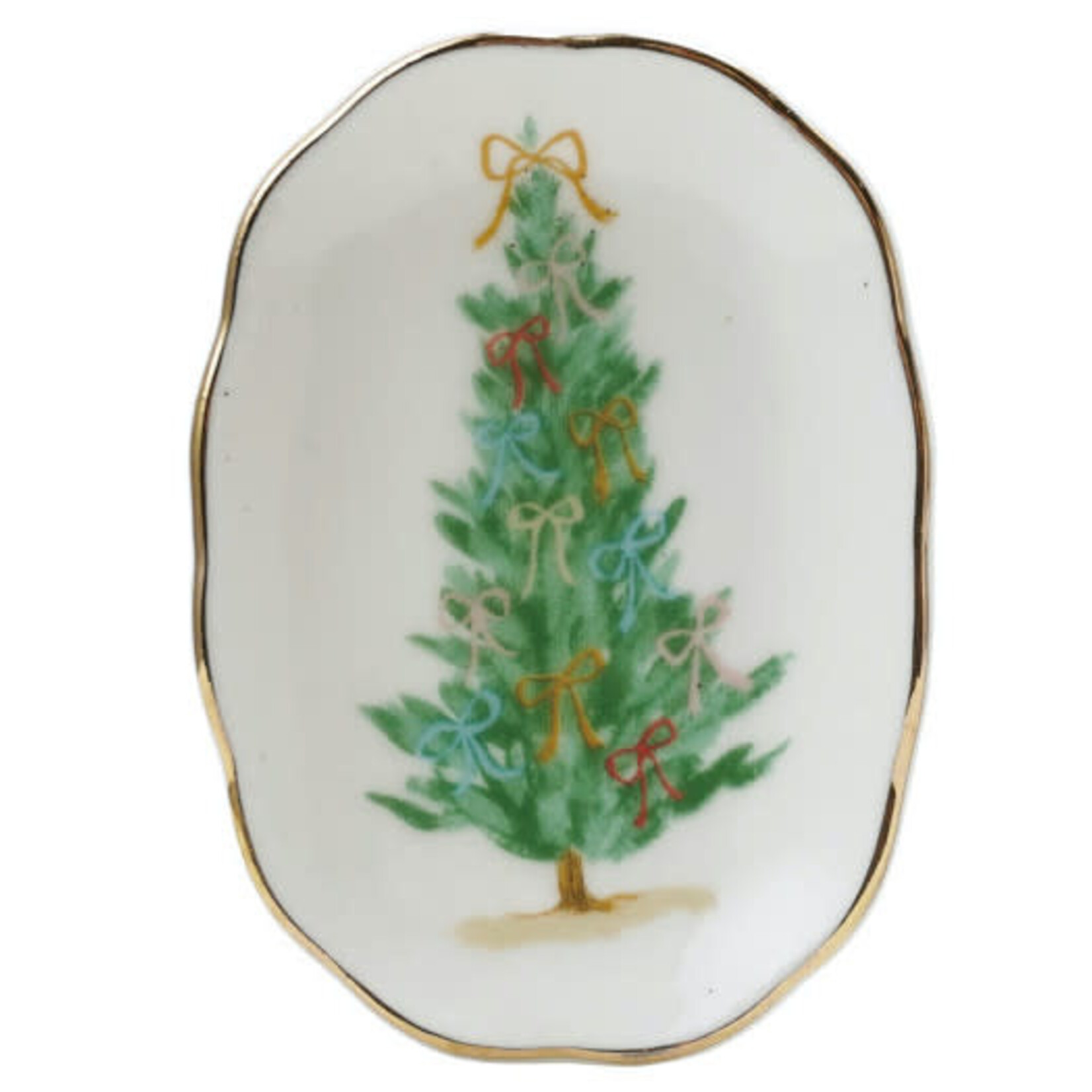 m. lynne designs scalloped dish with christmas motif