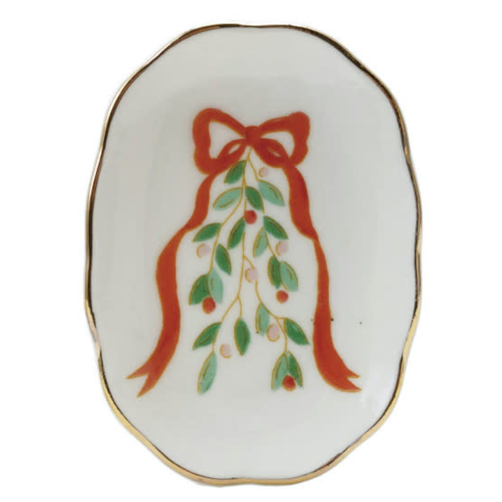 m. lynne designs scalloped dish with christmas motif