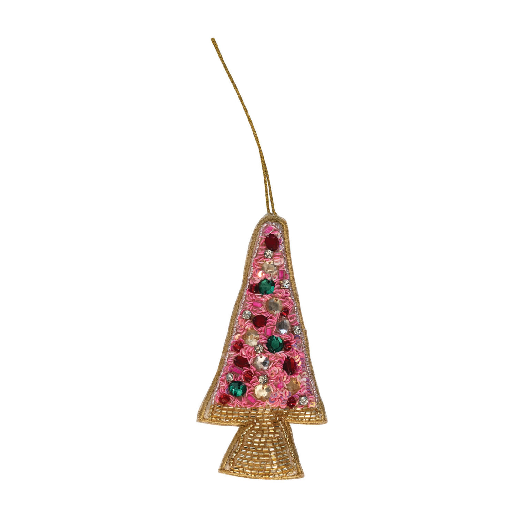 m. lynne designs pink handmade beaded tree ornament with sequins