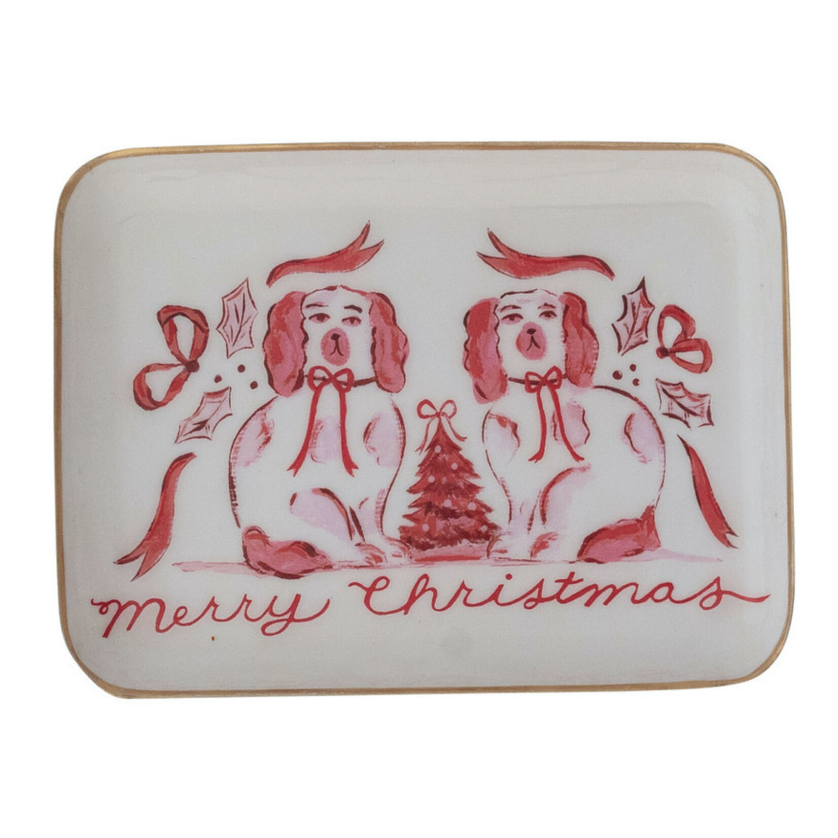 m. lynne designs christmas enameled metal tray