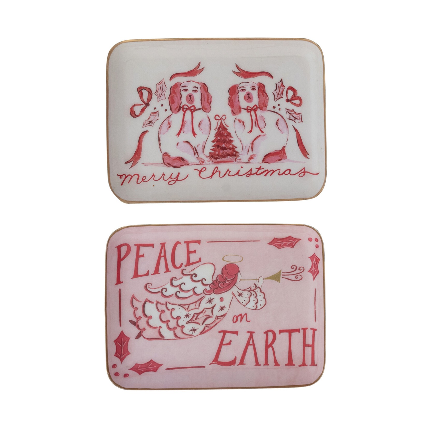 m. lynne designs christmas enameled metal tray
