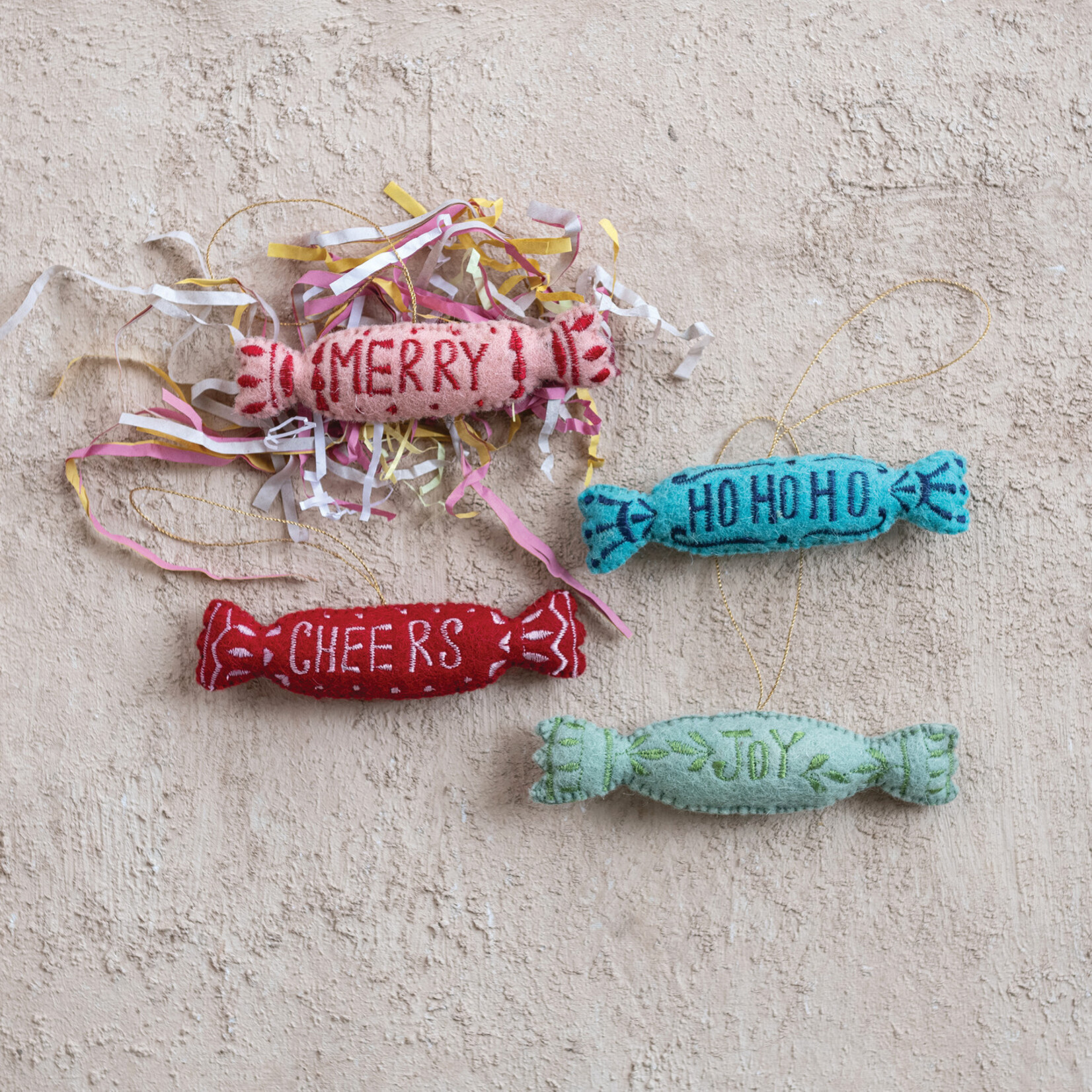 m. lynne designs felt wood candy ornament
