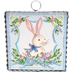 the round top collection blue gingham rabbit charm