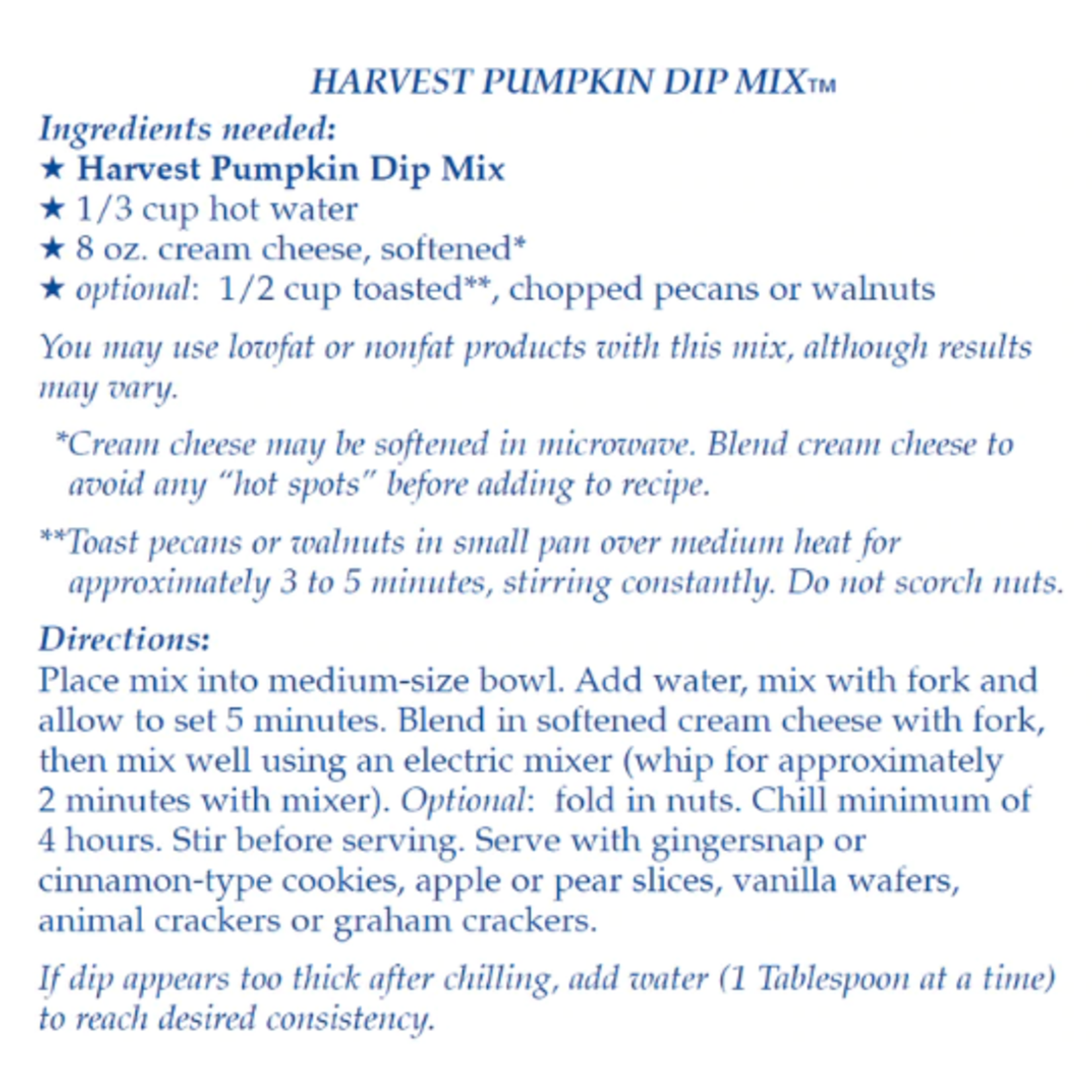 m. lynne designs pumpkin harvest dip mix