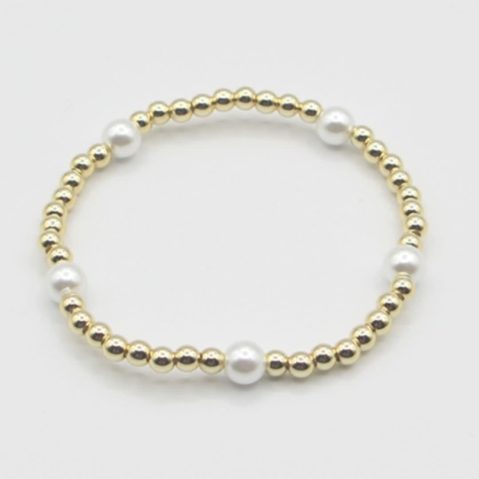 m. lynne designs stainless gold bead bracelet with big pearls