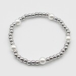 stainless silver bead bracelet with big pearls
