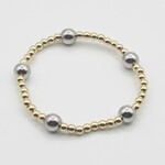 m. lynne designs stainless gold bead bracelet with silver big ball