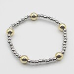 m. lynne designs stainless silver bead bracelet with gold big ball
