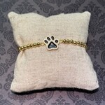 stainless gold bead bracelet with paw print