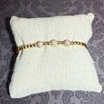 stainless gold bead bracelet with triple sparkles