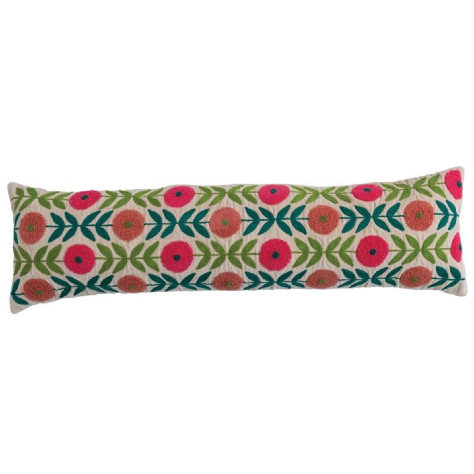 m. lynne designs pink floral cotton embroidered pillow