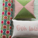 m. lynne designs pink floral cotton embroidered pillow