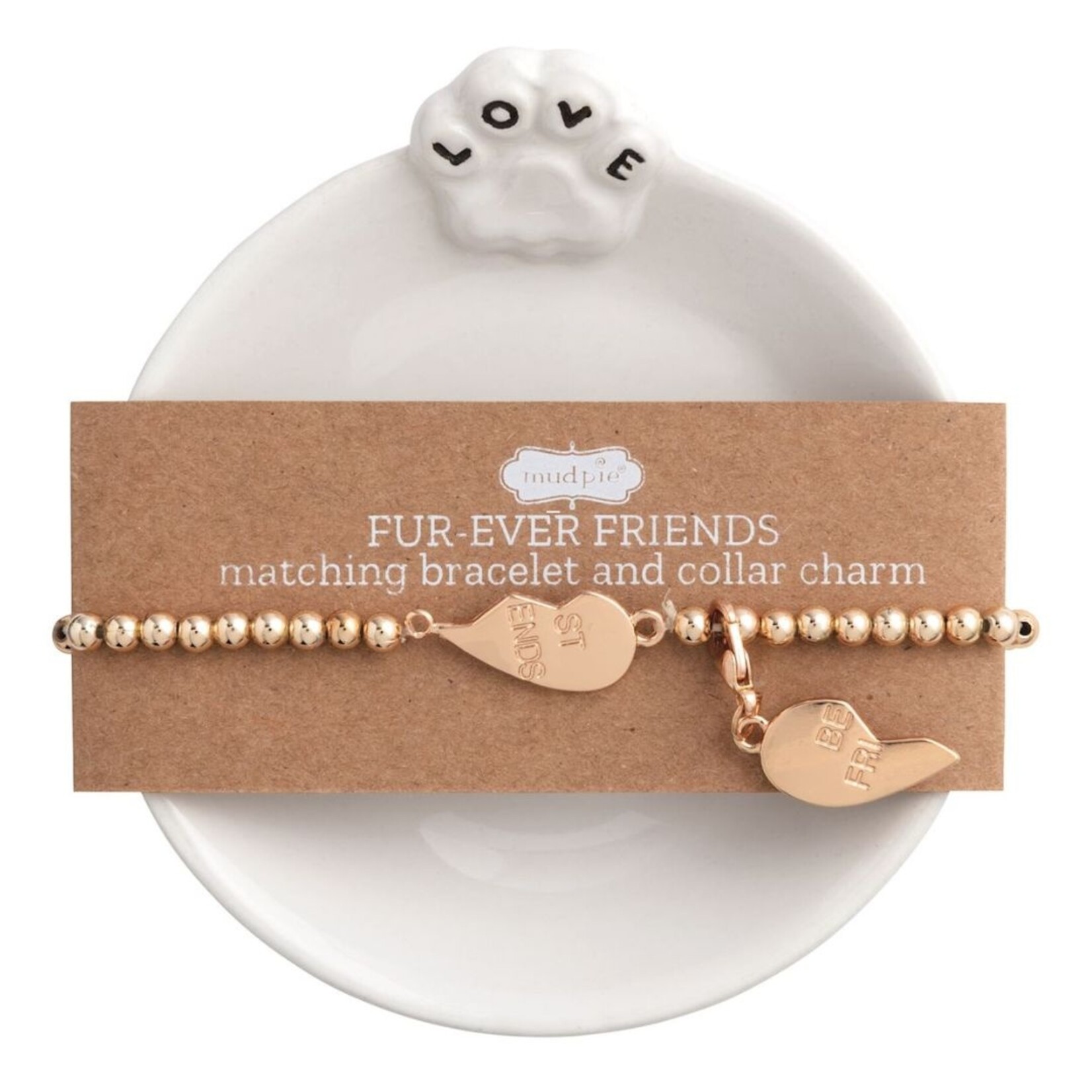 mud pie pet trinket dish & bracelet set
