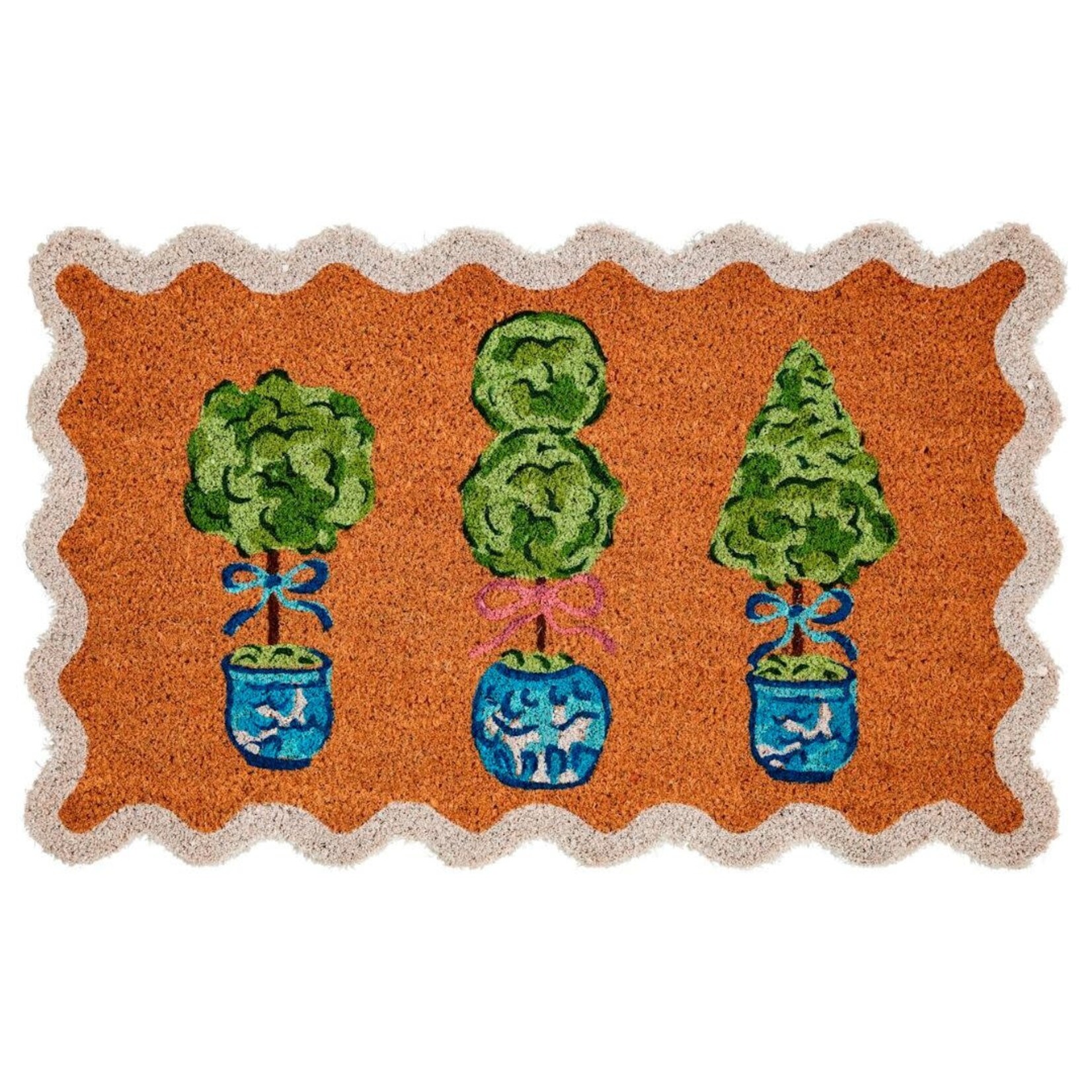 mud pie topiary in pots door mat