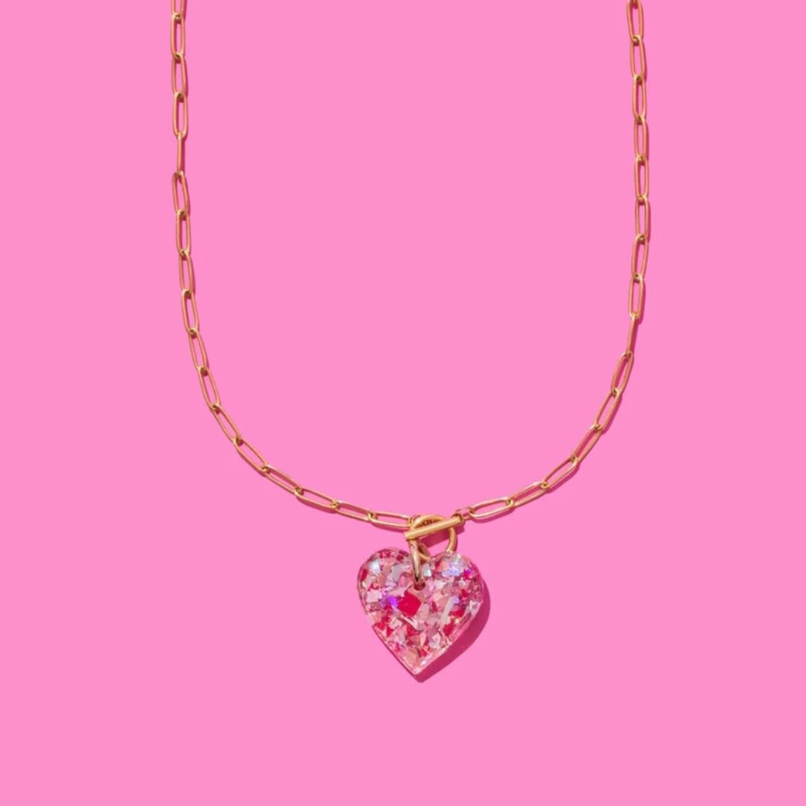 taylor elliott designs pink confetti heart necklace