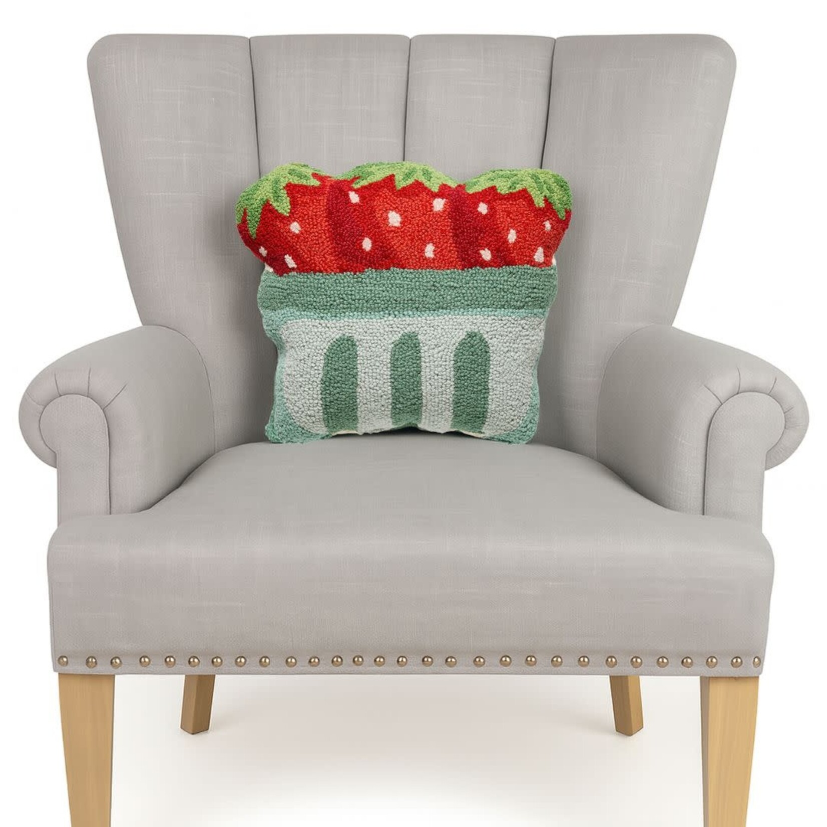 m. lynne designs shaped strawberry pint hook pillow