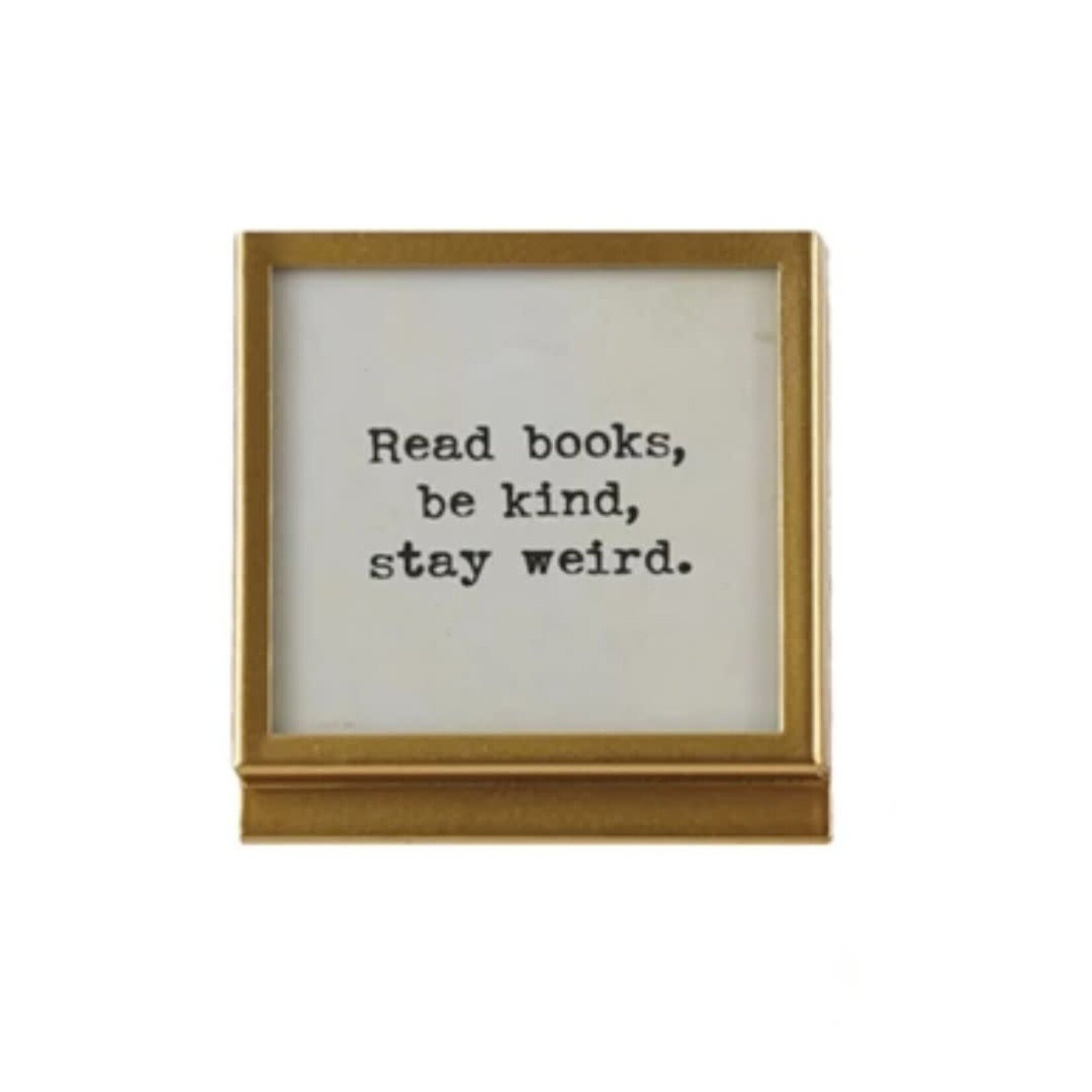 m. lynne designs gold metal frame with typed quote