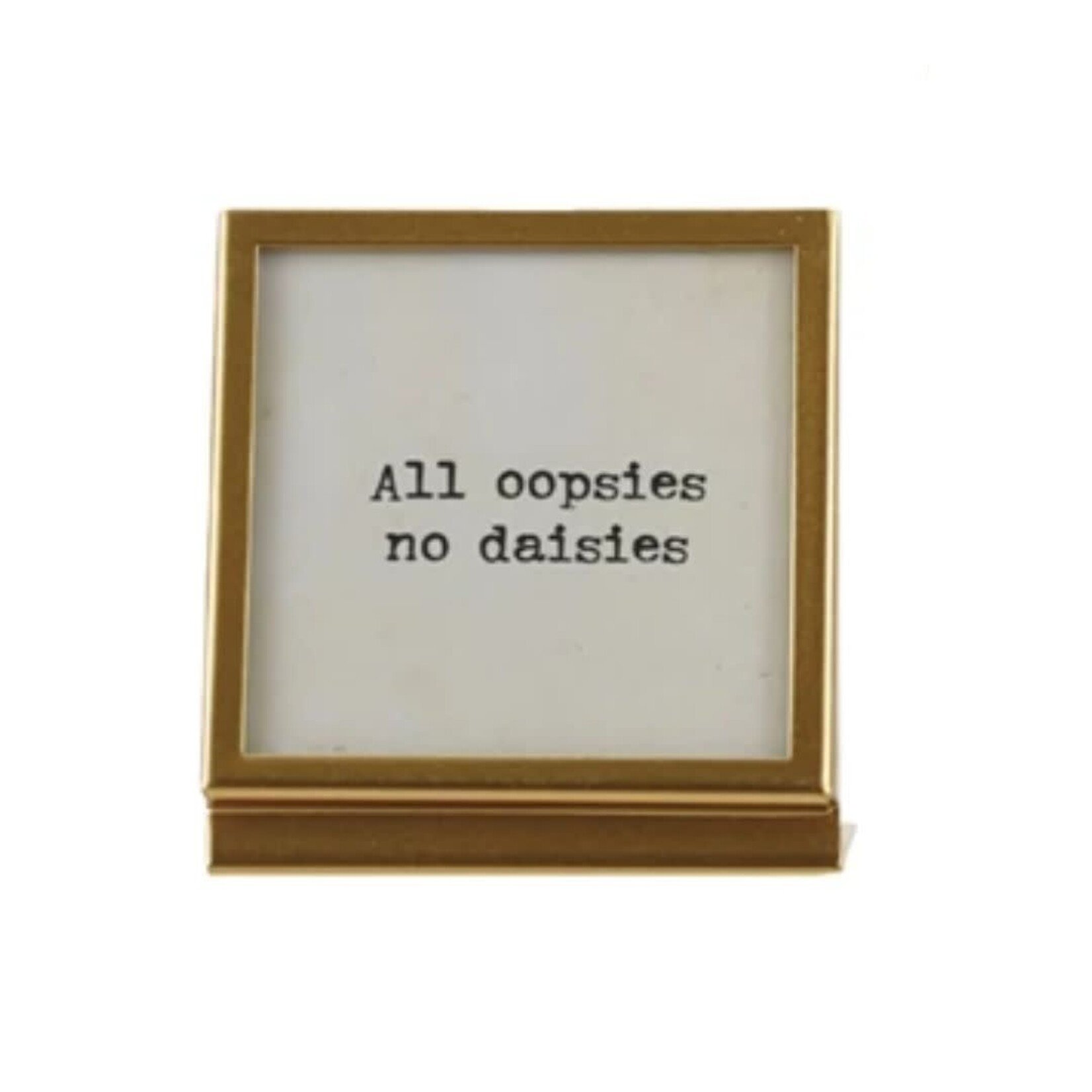 m. lynne designs gold metal frame with typed quote