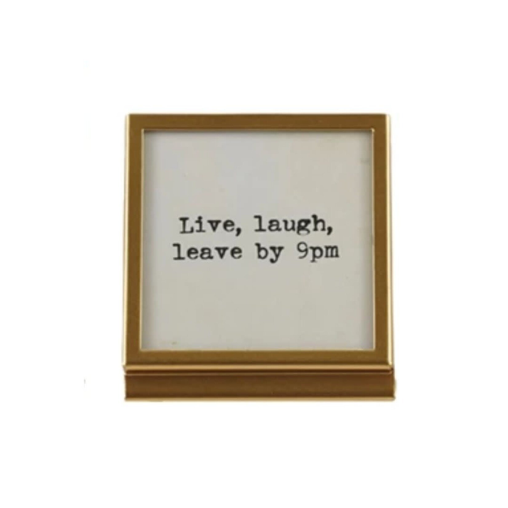 m. lynne designs gold metal frame with typed quote