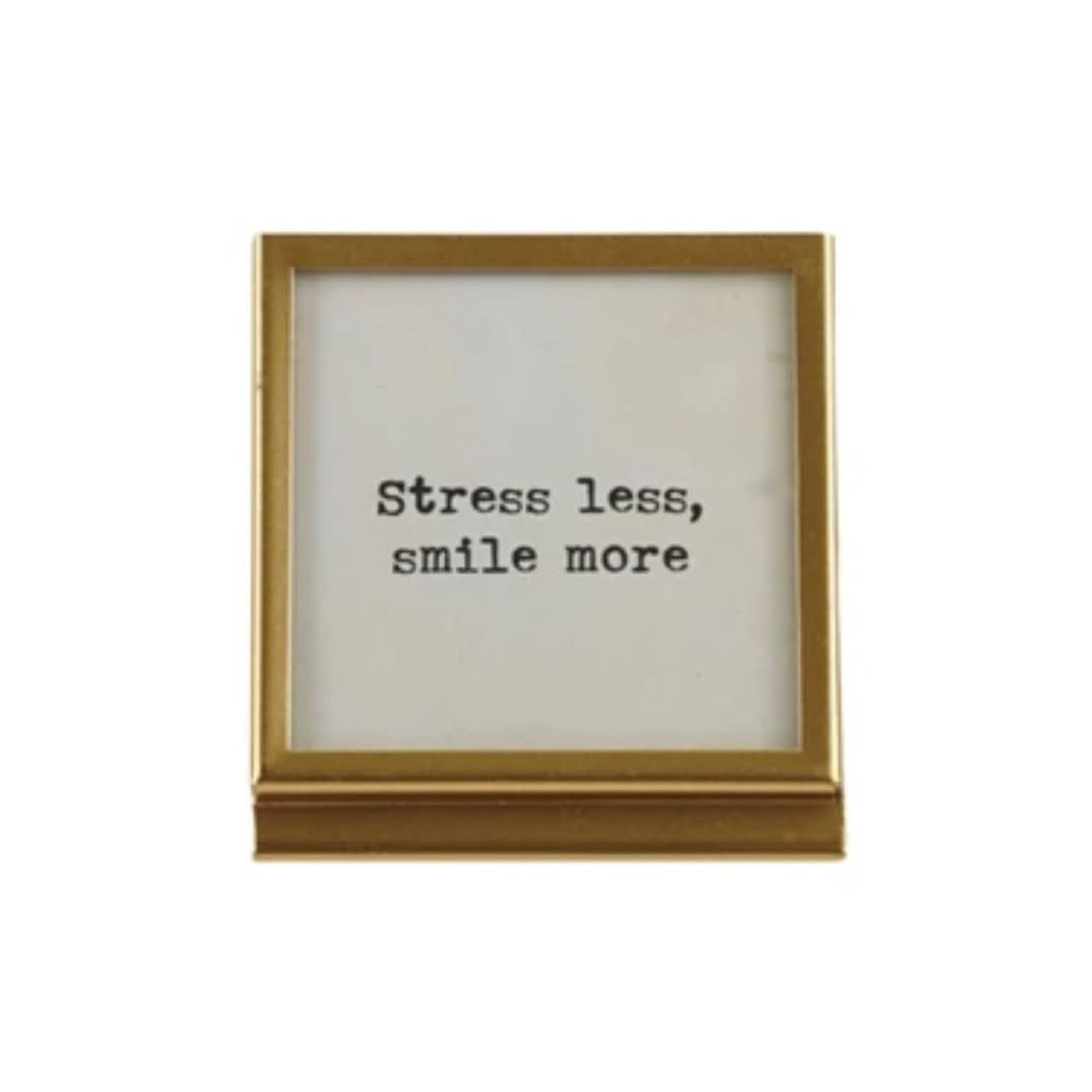m. lynne designs gold metal frame with typed quote