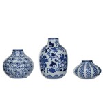 m. lynne designs blue stamped stoneware vase