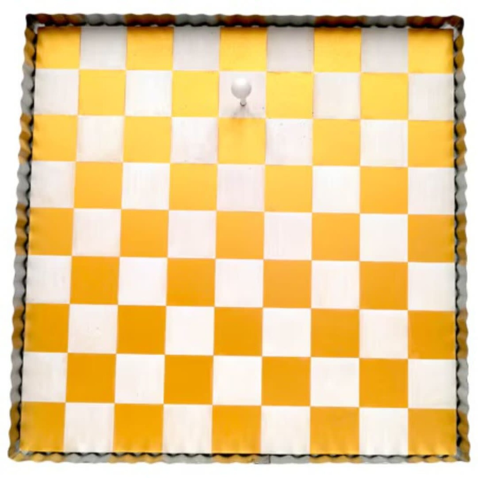 the round top collection gold and white checkered display