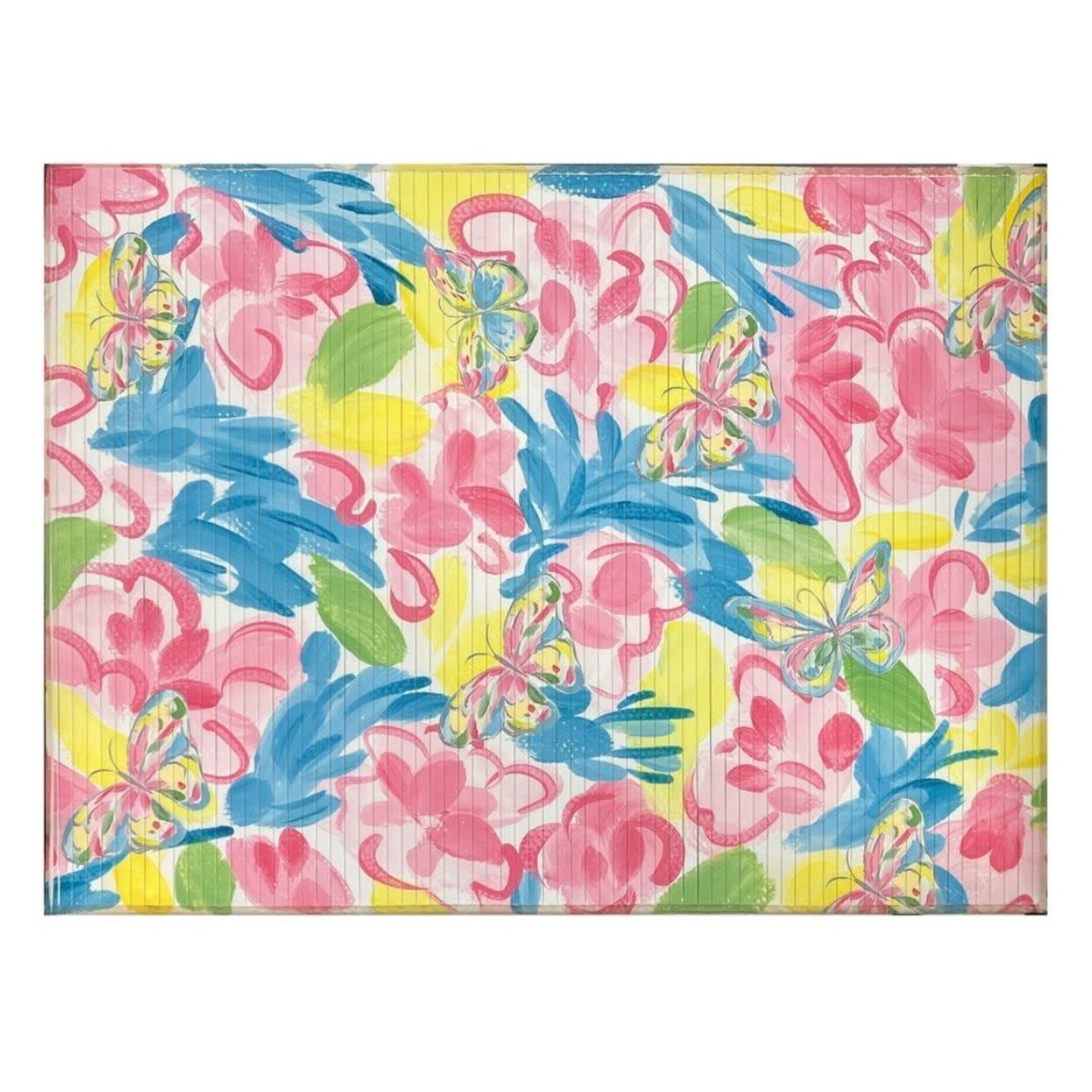 m. lynne designs flowers and butterflies bamboo mat