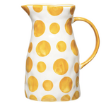 m. lynne designs Pitcher, Stoneware Yellow and White Polka Dots