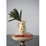 m. lynne designs yellow polka dot stoneware pitcher
