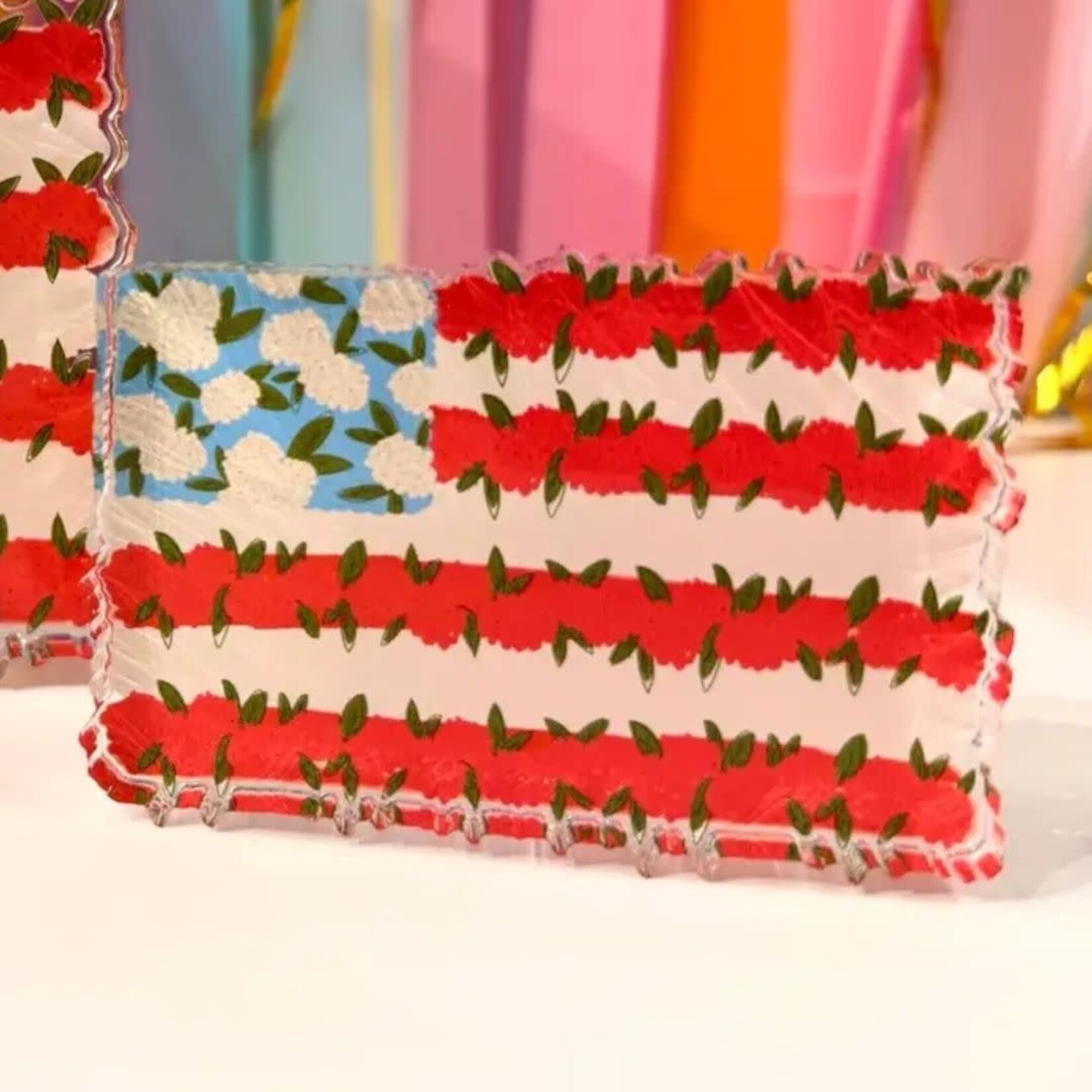 m. lynne designs flag of flowers acrylic