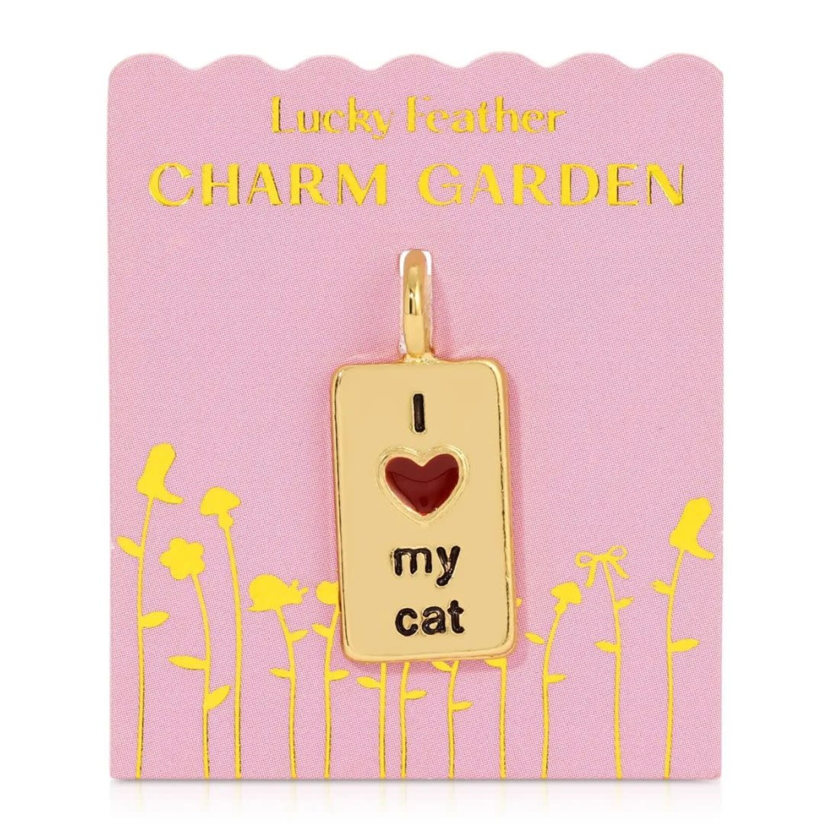 lucky feather gold i heart my cat charm