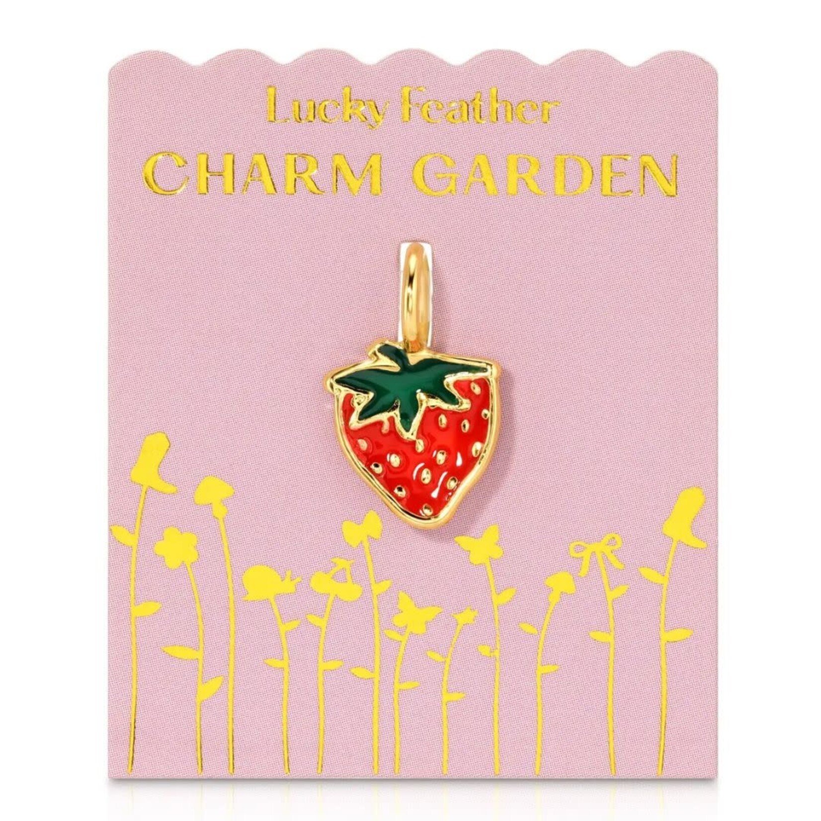 lucky feather gold strawberry charm