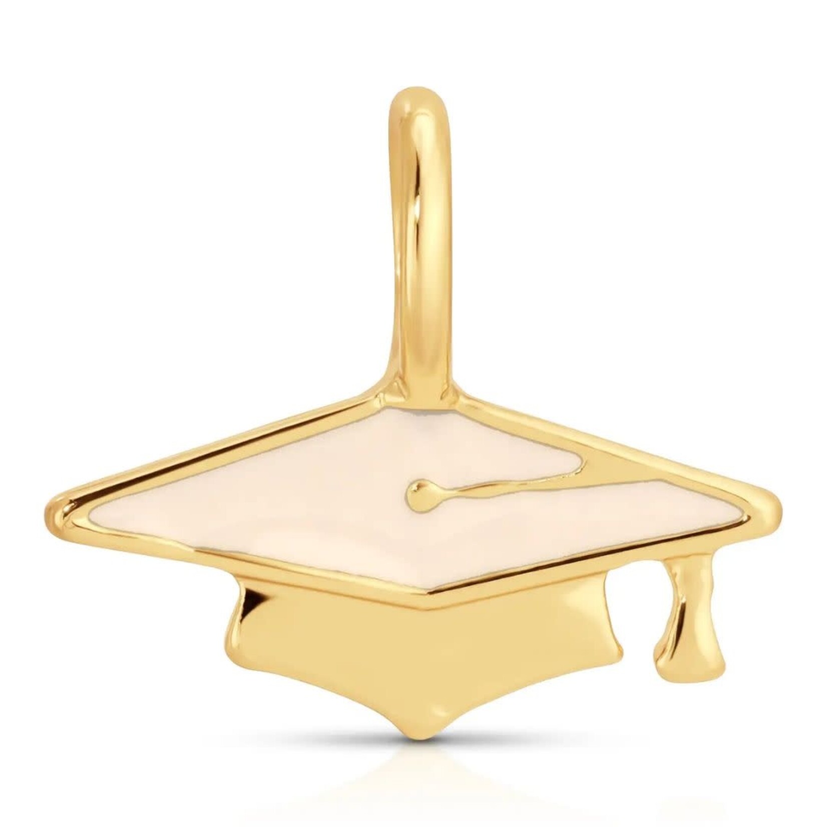 lucky feather gold graduation cap charm